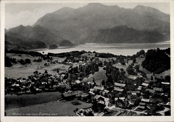 Postcard Kochel am See Upper Bavaria, aerial photograph