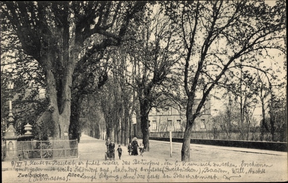 Postcard Zweibrücken in the Palatinate, avenue