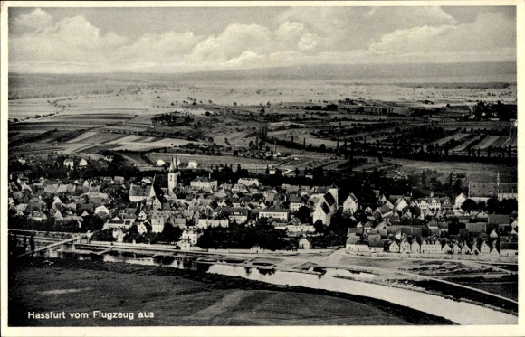 Postcard Haßfurt Lower Franconia, aerial photograph
