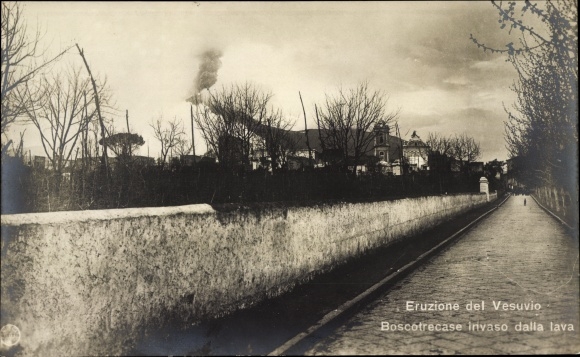 Postcard Boscotrecase Campania, Invaded by Lava, Vesuvius Eruption, Vesuv, Vulkanausbruch 1906