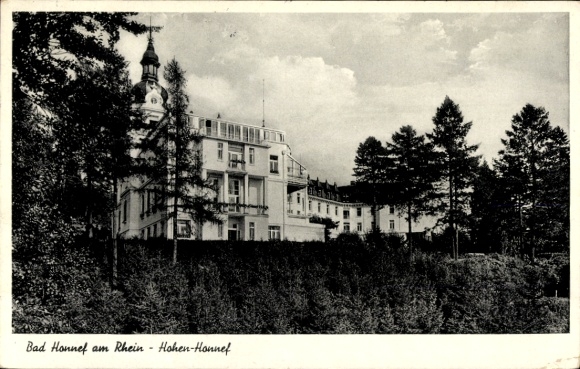 Postcard Bad Honnef am Rhein, Hohen-Honnef, buildings in the forest, sky, trees