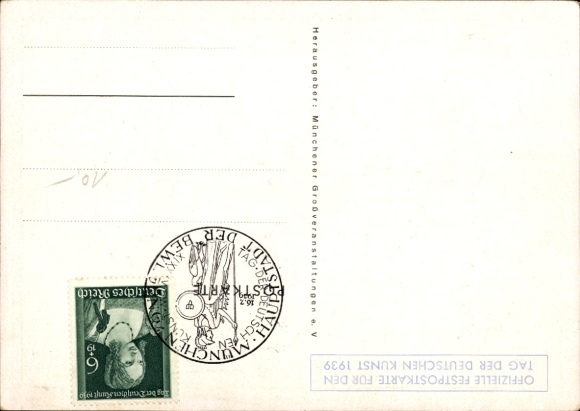 Artist Postcard Kaspar, Munich, Day of German Art, 14-16 July 1939