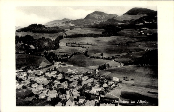 Postcard Altstädten Sonthofen in Allgäu, aerial photograph
