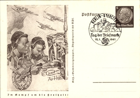 Postal stationery artist PC Axster Heudtlaß, In the fight for freedom, Wehrmacht radio operator