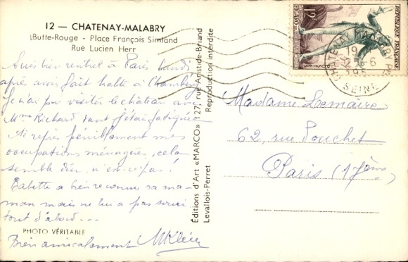 Postcard Châtenay Malabry Hauts de Seine, Robinson Aulnay, Place Francois Simland, Rue Lucien Herr