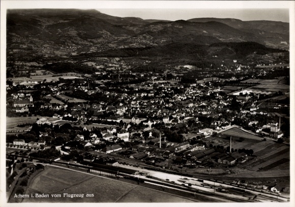 Postcard Achern in Baden Schwarzwald, aerial photograph