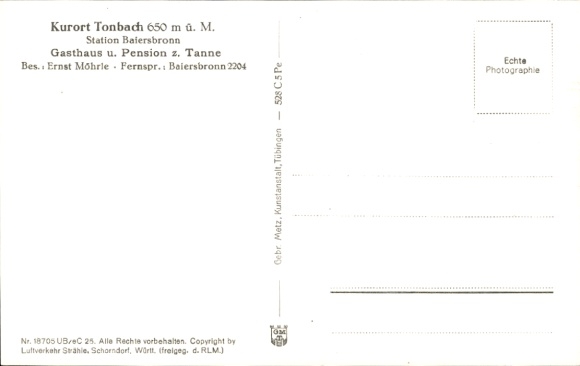 Postcard Tonbach Baiersbronn in the Black Forest, aerial photograph