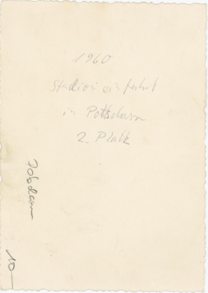 Zdjęcie Poczdam, wyścig kolarski 1960, wejście na stadion, kolarz, 2. miejsce