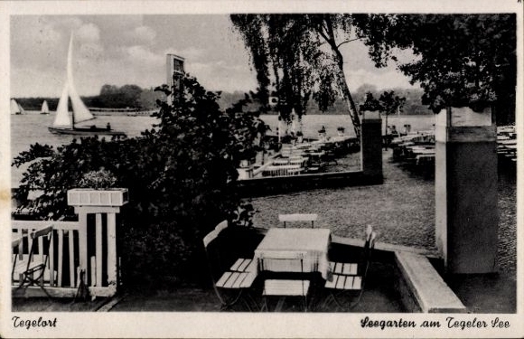 Postcard Berlin Reinickendorf Konradshöhe Tegelort, Seegarten on Lake Tegel