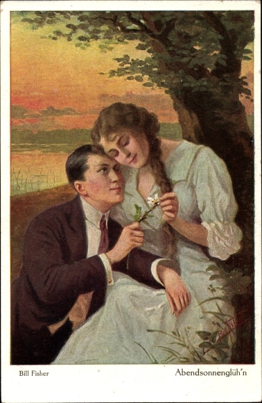 Artist Postcard Fisher, Bill, Abensonnenglühn, In the twilight, lovers