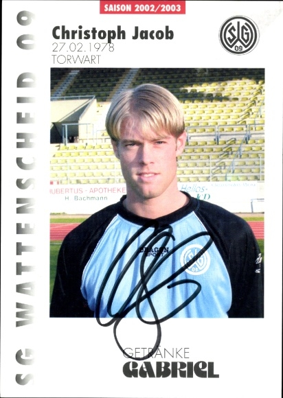 Autograph card footballer Christoph Jacob, SG Wattenscheid 09, autograph
