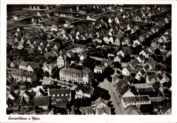 Postcard Lampertheim am Rhein Hesse, aerial photograph