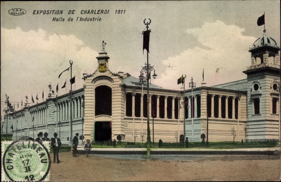 Postcard Charleroi Wallonia Hainaut, Exposition 1911, Halls de l&#39;Industrie