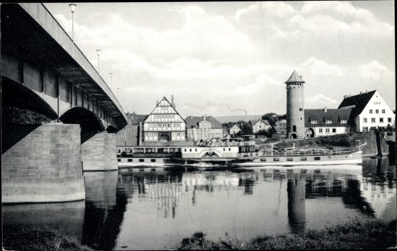 Postcard Holzminden on the Weser, youth hostel, Weser bridge