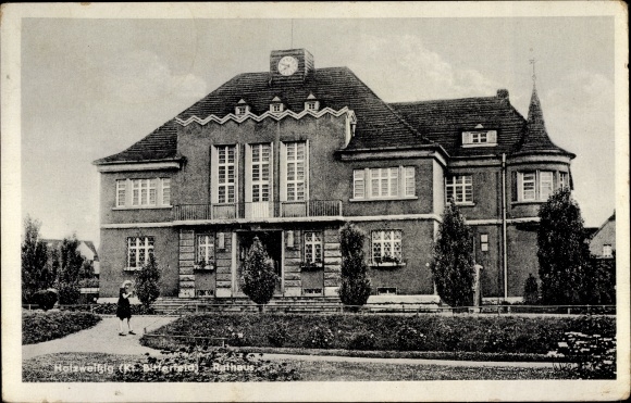 Ak Holzweißig Bitterfeld Wolfen in Saksen-Anhalt, gemeentehuis