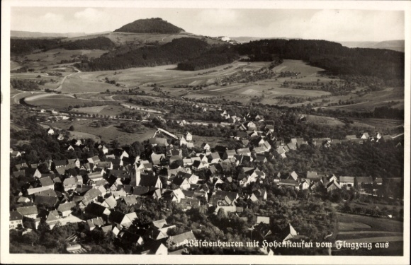 Postcard Wäschenbeuren in Württemberg, aerial photograph