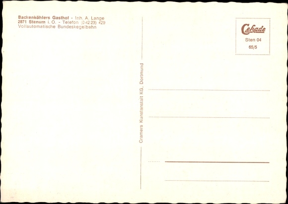 Postcard Stenum Ganderkesee Lower Saxony, Backenkoehlers Gasthof