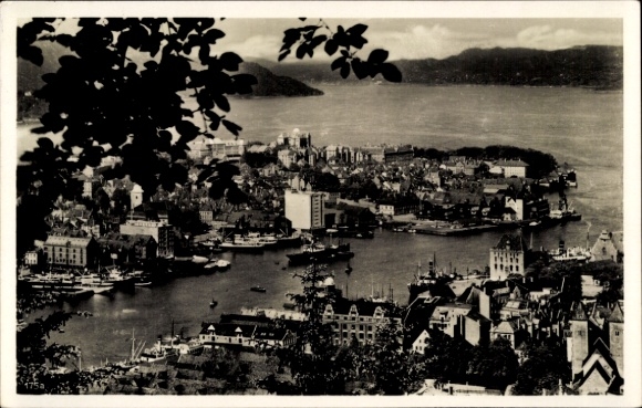 Postcard Bergen Norway, total