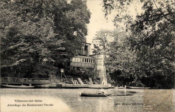 Postcard Villennes sur Seine Yvelines, Abordage du Restaurant Perche