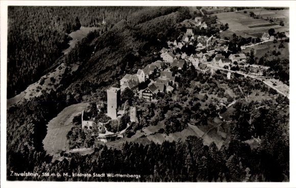 Postcard Zavelstein in the Black Forest Württemberg, aerial photograph
