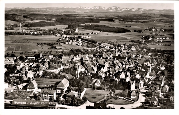 Postcard Wangen im Allgäu, aerial photograph