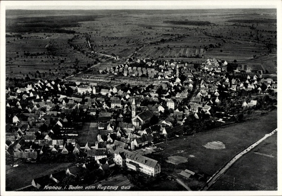 Postcard Kronau in Baden, aerial photograph