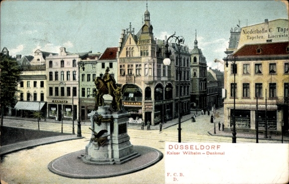 Postcard Düsseldorf am Rhein, Kaiser Wilhelm Memorial