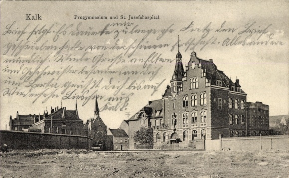 Ak Kalk Köln am Rhein, Gebäude des Progymnasiums und St. Josefshospitals