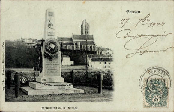 Ak Persan Beaumont Val-d’Oise, Monument de la Défense,  Stätte, Architektur, 
