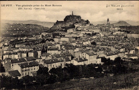 Ak Le Puy en Velay Haute Loire, Panoramablick auf  Mont Ronzon, Stadtansicht, Cure d'air