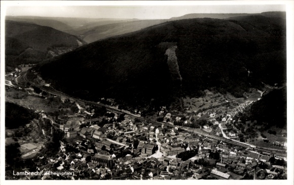 Postcard Lambrecht in der Pfalz, aerial photograph