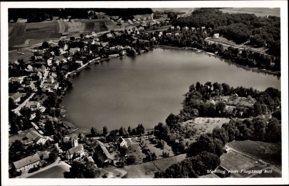 PC Wessling in Upper Bavaria, view of the town, aerial photograph