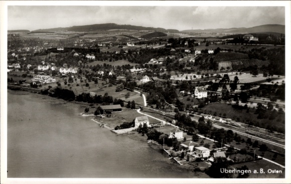 Postcard Überlingen on Lake Constance, aerial photograph