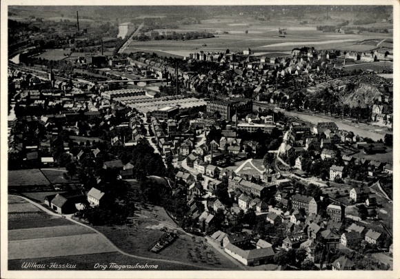Postcard Wilkau Haßlau in Saxony, aerial photograph