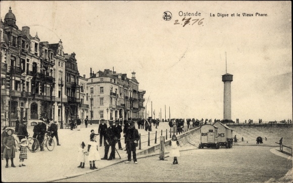 Postcard Oostende Ostende Westflandern, La Digue and the Old Lighthouse