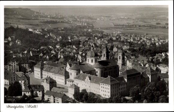 Postcard Weingarten in Württemberg, aerial photograph