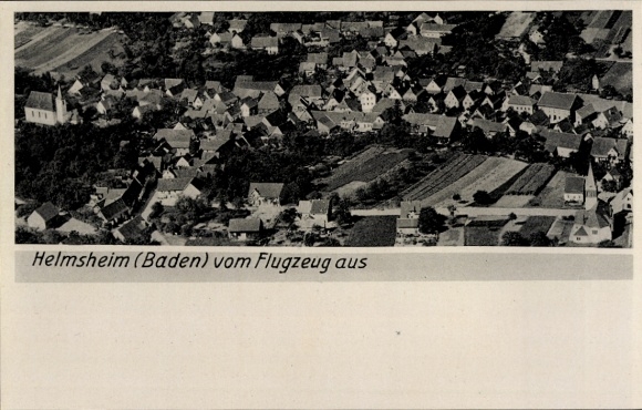 Postcard Helmsheim Baden, aerial photograph