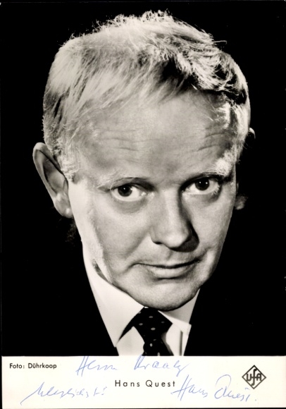 Postcard actor Hans Quest, portrait, autograph