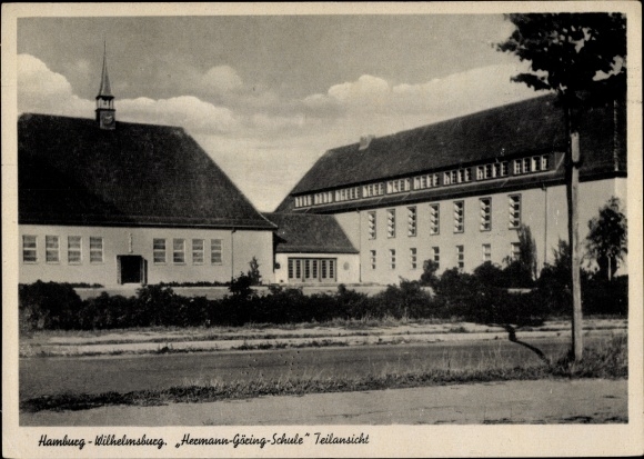 Ansichtkaart Hamburg Mitte Wilhelmsburg, Hermann Göring School, gedeeltelijk zicht