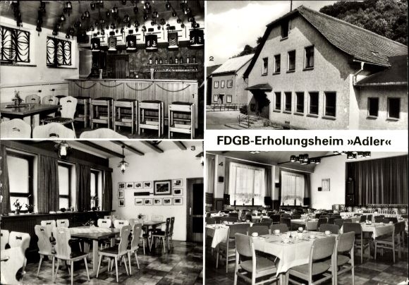 KP Pappenheim Kleinschmalkalden Floh Seligenthal Turyngia, widok wnętrza restauracji, FDGB-Erh...