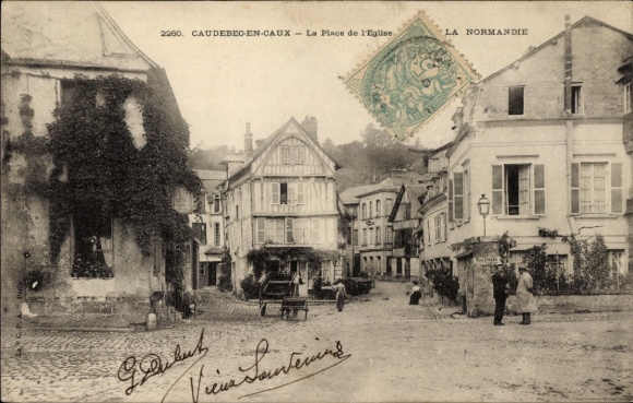 CPA Caudebec en Caux Seine Maritime, Place de l'Eglise