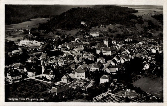 Postcard Waldshut Tiengen am Hochrhein, aerial photograph
