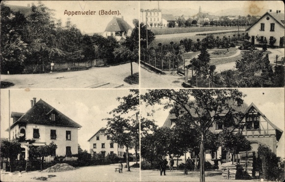 Postcard Appenweier in Baden, parts of the street, residential buildings, garden, residents