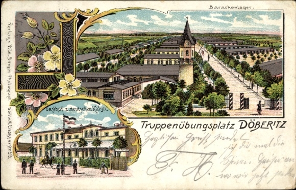 Chromo-Litho Dallgow Döberitz im Havelland, military training area, inn for the German Emperor