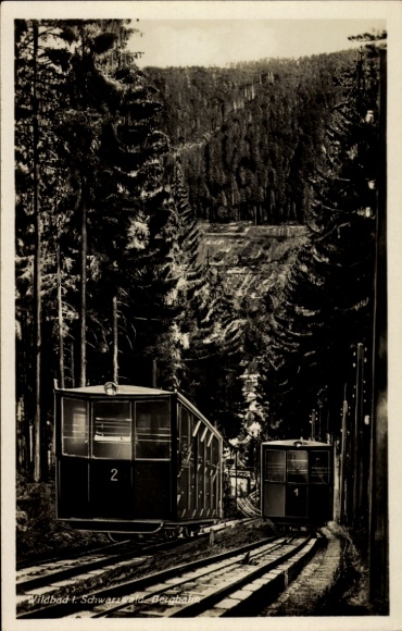 Postcard Wildbad Schwarzwald, view of the Sommerbergbahn