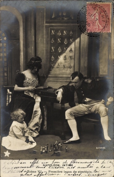 Postcard Napoleon Intime, Scene VI, First Lesson in Strategy