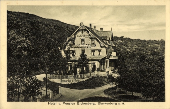 Postcard Blankenburg am Harz, Hotel and Pension Eichenberg