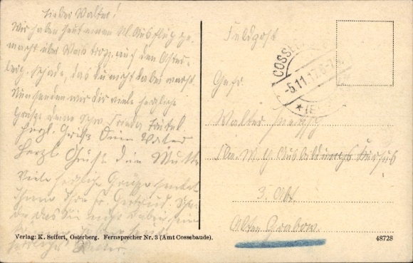 Postcard Dresden West Cossebaude, Osterberg Inn, Monument, Elevated View