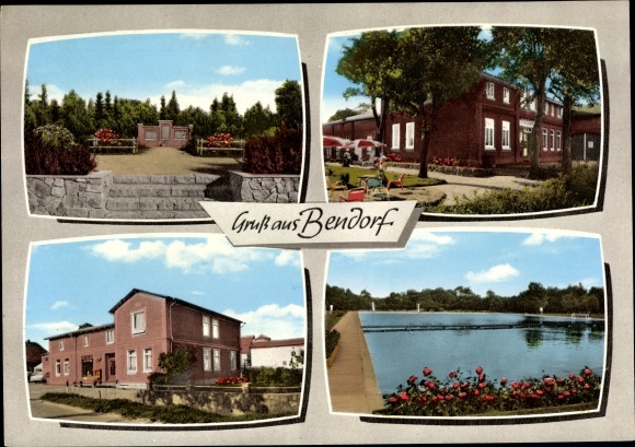 Ak Bendorf in Holstein, Bendorfer Hof, eigenaar K. Jahncke, oorlogsmonument