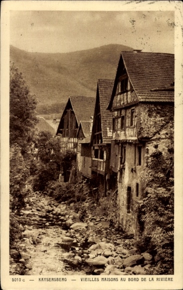 Ak Kaysersberg Elsass Haut Rhin,  alte Häuser am Fluss, Flusslandschaft